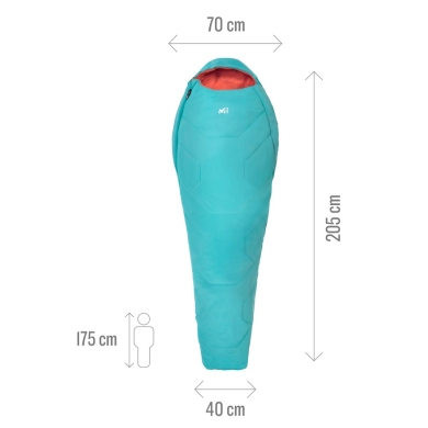 Millet Sleeping Bag Baikal 750 W (2-season sleeping bag, Left) - Zip opening on the left - light blue