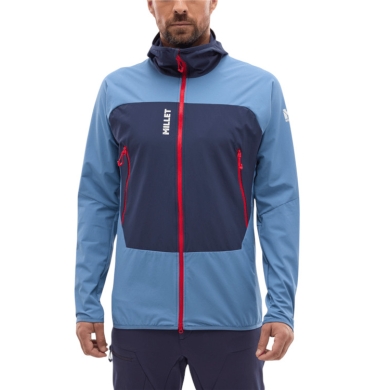 Millet Softshell Jacket Fusion XCS Hoodie (windproof, maximum freedom of movement) light blue/sapphire men's