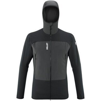 Millet Softshell Jacket Fusion XCS Hoodie (windproof, maximum freedom of movement) black/dark grey men's