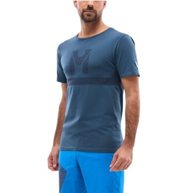 Millet Wander T-shirt Wanaka Seamless (seamless, comfortable fit) denim blue men's