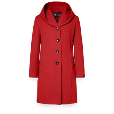 Milo Bella Winter Coat (Wool Blend, with Hood) Red Ladies