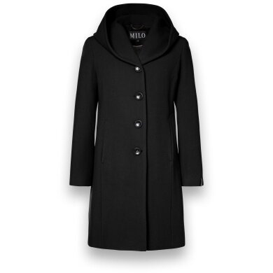 Milo Bella Winter Coat (Wool Blend, with Hood) Black Ladies