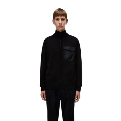 Napapijri Berti Full-Zip Jumper (Cotton, Chest Pocket) Black Men's