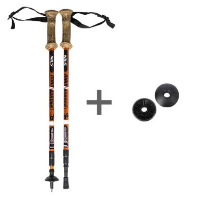 Nils Camp Walking Poles TK696 (Trekking Poles, ergonomic cork grip, rubber tips, adjustable height) - 2 pieces