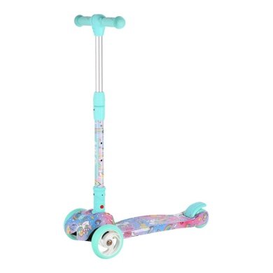 Nils Fun Scooter HLB15A LED with brake (foldable scooter, bearings: ABEC 7) mint/multicoloured - girls