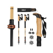Nils Camp Trekking Poles TK8606 (Adjustable Hiking Poles) black/bamboo - 2 pieces