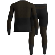 Odlo Functional Underwear Set Fundamentals Performance Warm (Long Sleeve Shirt and Long Trousers) Black/Brown Men's