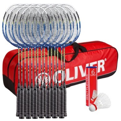 OLIVER School Sports Set I - 15x Badminton Rackets Fresh, 1x Racket Bag, 6x Balls