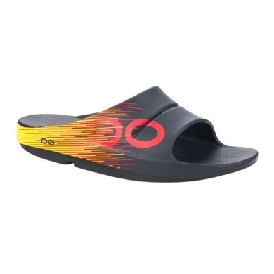 Oofos Recovery Sandals OOahh Sport Germany - black/yellow/red - 1 pair