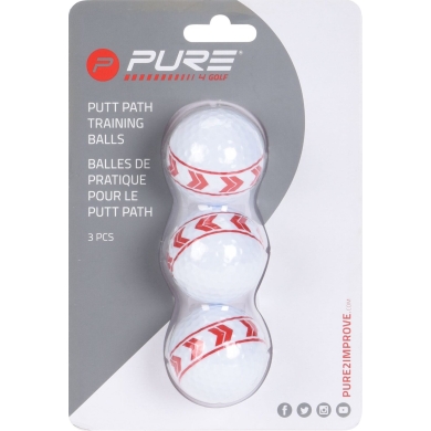 Pure2Improve Golf Ball Putting Path Set - 3 Pieces White