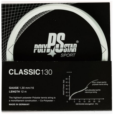 Polystar Tennis String Classic (Durability) white 12m set