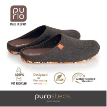 Purosteps Felt Eco Slippers (Wool Felt) brown/orange