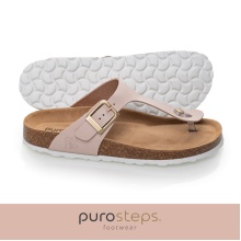 Purosteps Marbella Eco Toe Sandals (Leather) Pink/Brown Ladies