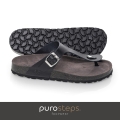 Purosteps Marbella Eco Toe Sandals (Leather) black/grey Ladies