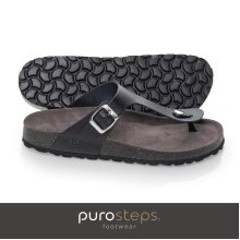 Purosteps Marbella Eco Toe Sandals (Leather) black/grey Ladies