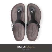 Purosteps Marbella Eco Toe Sandals (Leather) black/grey Ladies