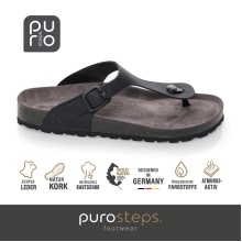 Purosteps Toe Sandal Toledo Eco (Leather) black/grey Men's
