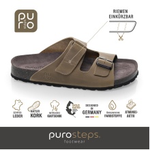 Purosteps Sandal Vigo Eco (Leather) grey/green men's