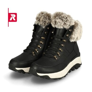 Rieker Winter Boots Evolution W0063-00 (Boots with side zip and lining) black/white ladies