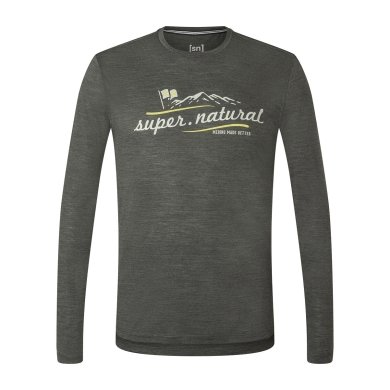 super natural Long Sleeve Mountain I.D. - Merino Wool Blend - Grey Melange Men