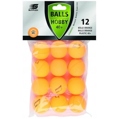 Sunflex Table Tennis Ball Hobby (Plastic Ball 40+) orange 12-pack