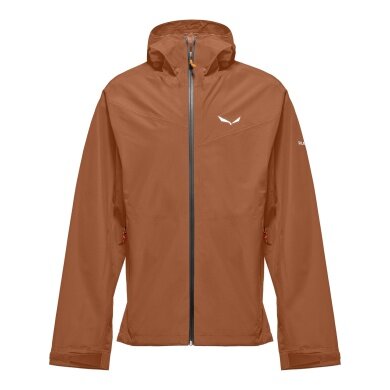 Salewa Trekking Hiking Jacket Puez Powertex (2.5-layer Hardshell Jacket, wind and waterproof) brown men's