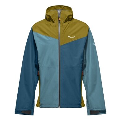 Salewa Trekking Hiking Jacket Puez Powertex (2.5-layer Hardshell Jacket, wind and waterproof) blue/olive men's