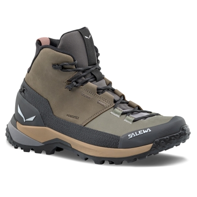 Salewa Puez Leather Mid Powertex Hiking Shoes (Trekking, Nubuck Leather, Waterproof) bungee cord brown/onyx Ladies