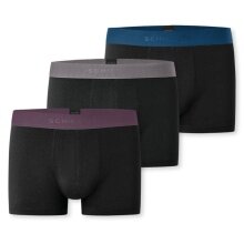 Schiesser Underwear Boxer Shorts 95/5 Organic Cotton Woven Elastic Waistband Black with Blue/Taupe/Purple Men's - 3 Pieces