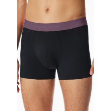 Schiesser Underwear Boxer Shorts 95/5 Organic Cotton Woven Elastic Waistband Black with Blue/Taupe/Purple Men's - 3 Pieces