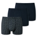 Schiesser Underwear Boxer Shorts 95/5 Organic Cotton Dark Blue Patterned Men's - 3 Pieces