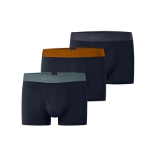 Schiesser Underwear Boxer Shorts 95/5 Organic Cotton Woven Elastic Waistband Multicoloured Dark Blue Men's - 3 Pieces