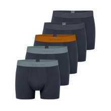 Schiesser Underwear Boxer Shorts 95/5 Organic Cotton Woven Elastic Waistband Multicoloured Dark Blue Men's - Pack of 5