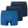 Schiesser Underwear Boxer Shorts 95/5 Woven Elastic Waistband Men's Shorts Dark Blue/Blue Men's - 3 Pieces