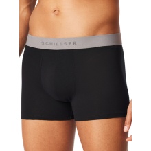 Schiesser Underwear Boxer Shorts 95/5 Organic Cotton Woven Elastic Waistband Multicoloured Black Men's - 5 Pieces