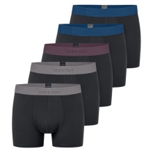 Schiesser Underwear Boxer Shorts 95/5 Organic Cotton Woven Elastic Waistband Multicoloured Black Men's - 5 Pieces