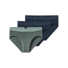 Schiesser Rio Slip Organic Cotton Web Elastic Waistband (Briefs) dark blue/mineral green/striped men's - 3 pieces