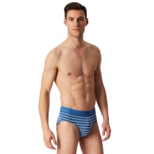 Schiesser Rio Slip Organic Cotton Web Elastic Waistband (Briefs) blue/black plain/striped men's - 3 pieces