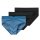 Schiesser Rio Slip Organic Cotton Web Elastic Waistband (Briefs) blue/black plain/striped men's - 3 pieces