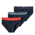 Schiesser Underwear Rio Slip Organic Cotton Web Elastic Waistband 95/5 Multicoloured Dark Blue Men's - 3 Pieces