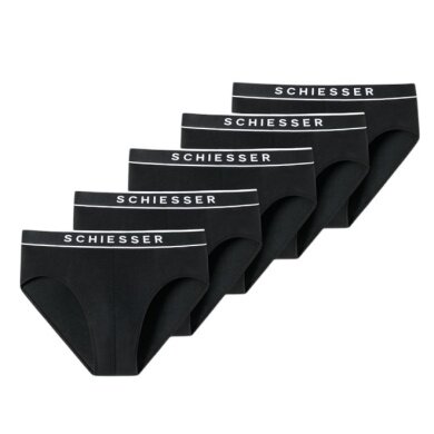 Schiesser Underwear Rio Slip Organic Cotton Web Elastic Waistband 95/5 black Men's - 5 pieces