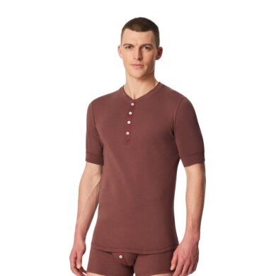 Schiesser Leisure T-shirt Revival Karl-Heinz Short Sleeve Brown Men's