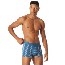 Schiesser Underwear Boxer Shorts 95/5 Woven Elastic Waistband 910 Dark Blue/Blue and White Striped Men's - 3 Pieces
