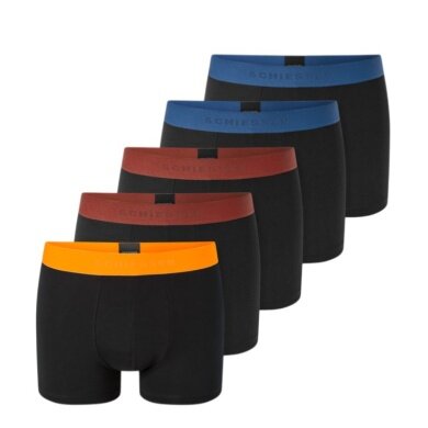Schiesser Underwear Boxer Shorts 95/5 Organic Cotton Woven Elastic Waistband Black Men's - 5 Pieces