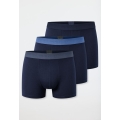Schiesser Underwear Boxer Shorts 95/5 Organic Cotton Woven Elastic Waistband Night Blue Men's - 3 Pieces