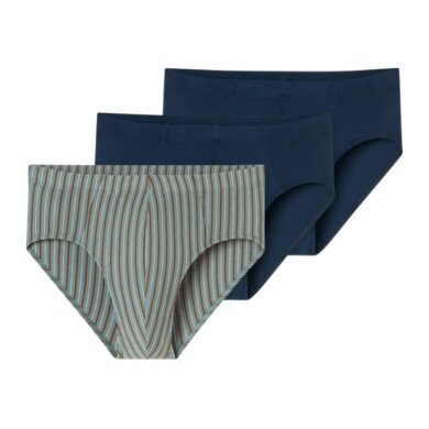 Schiesser Underwear Supermini Slip 95/5 Organic Cotton multicoloured dark blue/striped 923 Men's - 3 pieces