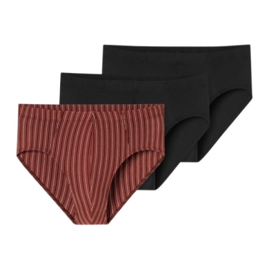 Schiesser Underwear Supermini Slip 95/5 Organic Cotton multi-coloured black/red-brown/striped 924 Men's - 3 pieces
