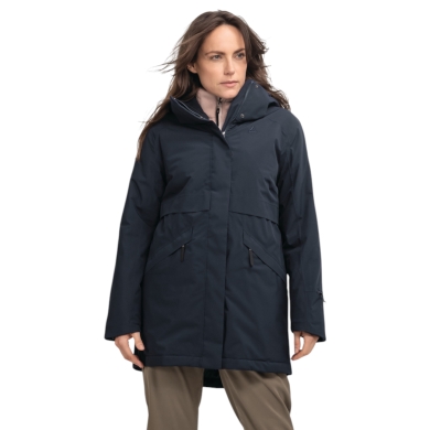 Schöffel Transitional Rain Jacket Urban Insulated Parka Style Malkay (waterproof, breathable) navy blue ladies