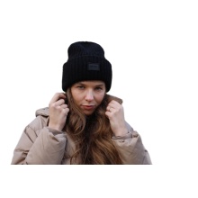 Smith&Miller knitted beanie in vermilion - black material mix - 1 piece