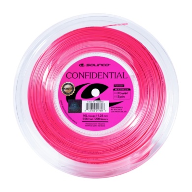 Solinco Tennis String Confidential Soft (Durability + Playability) pink 200m reel